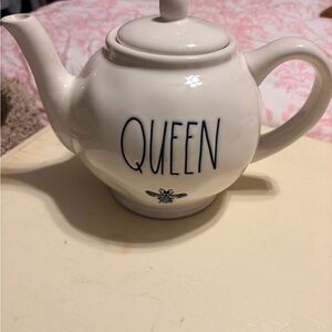 Rae Dunn White 'Queen' Teapot